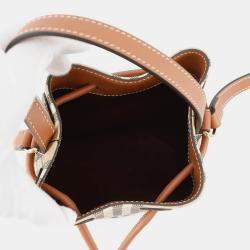 Pre Owned حقيبة دلو بربري كاروهات جلد بلاستيك بيج أرشيف/بني بريار مقاس ميني