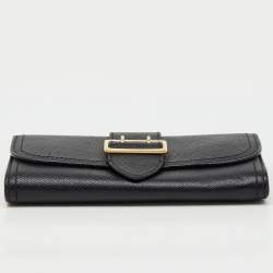 مملوكة مسبقًا محفظة بربري بربري جلد أسود مزودة بمشبك طويل قلاب كونتيننتال