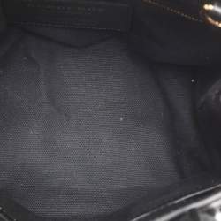 Pre Owned Burberry Black/Beige Leather and House Check Fabric Mini Banner Tote
