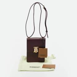 Pre Owned Burberry Burgundy Leather Robin Crossbody Bag