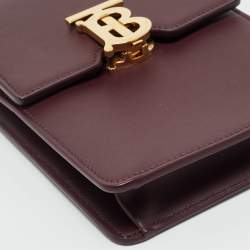 Pre Owned Burberry Burgundy Leather Robin Crossbody Bag