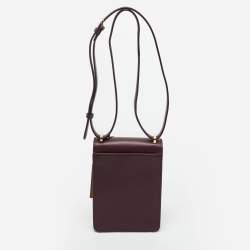 Pre Owned Burberry Burgundy Leather Robin Crossbody Bag