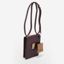 Pre Owned Burberry Burgundy Leather Robin Crossbody Bag
