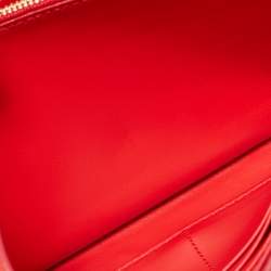 Pre Owned Burberry Red Leather TB Logo Wallet On Chain