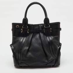 مملوكة مسبقًا Burberry Black Leather Bridle Whipstitch Tote