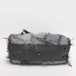 Pre Owned حقيبة ساتشل بربري قش ومزيج جلد رمادي