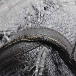 Pre Owned حقيبة ساتشل بربري قش ومزيج جلد رمادي