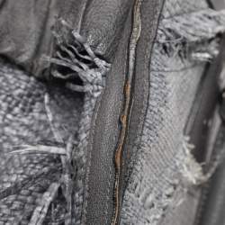 Pre Owned حقيبة ساتشل بربري قش ومزيج جلد رمادي