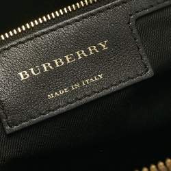 Pre Owned Burberry Black/Brown Zebra Print Haymarket Check Nylon and Leather Orchard Bowler Bag