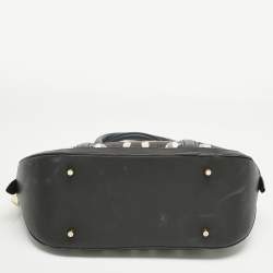 Pre Owned Burberry Black/Brown Zebra Print Haymarket Check Nylon and Leather Orchard Bowler Bag