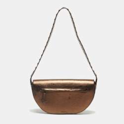 Pre Owned Burberry Bronze Leather Small Studded Olympia Shoulder Bag
