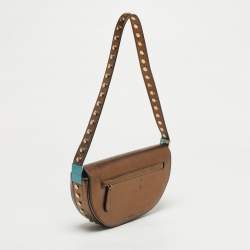 Pre Owned Burberry Bronze Leather Small Studded Olympia Shoulder Bag