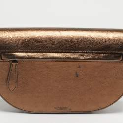 Pre Owned Burberry Bronze Leather Small Studded Olympia Shoulder Bag