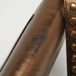 Pre Owned Burberry Bronze Leather Small Studded Olympia Shoulder Bag
