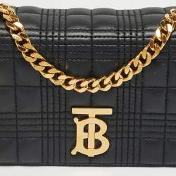 Pre Owned Burberry Black Quilted Leather Mini Lola Chain Crossbody Bag