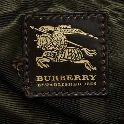Pre Owned Burberry Dark Brown Quilted Nylon and Leather Westbury Satchel
