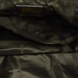Pre Owned Burberry Dark Brown Quilted Nylon and Leather Westbury Satchel