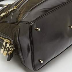 Pre Owned Burberry Dark Brown Quilted Nylon and Leather Westbury Satchel