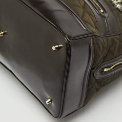 Pre Owned Burberry Dark Brown Quilted Nylon and Leather Westbury Satchel