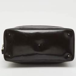Pre Owned Burberry Dark Brown Quilted Nylon and Leather Westbury Satchel
