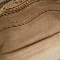 Pre Owned Burberry Gold Laser Cut Leather Theia Chain Clutch