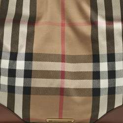 Pre Owned Burberry Brown/Beige House Check Canvas and Leather Canterbury Tote