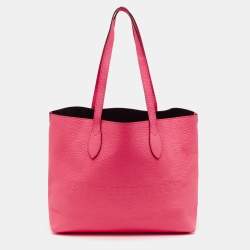 Pre Owned Burberry Neon Pink Leather Remington Tote