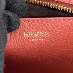 Pre Owned Burberry Shield Twin Bowling Bag Red Leather Size Small