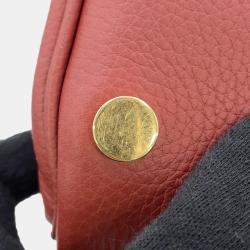 Pre Owned Burberry Shield Twin Bowling Bag Red Leather Size Small