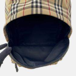 Pre Owned Burberry Nova Check Beige Canvas Backpack 