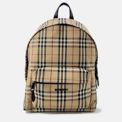 Pre Owned Burberry Nova Check Beige Canvas Backpack 