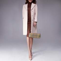 Pre Owned Burberry Beige/Brown Haymarket Check Coated Canvas Shoulder Bag