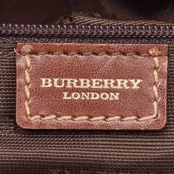 Pre Owned Burberry Beige/Brown Haymarket Check Coated Canvas Shoulder Bag