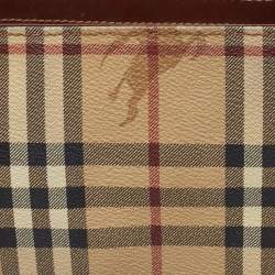 Pre Owned Burberry Beige/Brown Haymarket Check Coated Canvas Shoulder Bag
