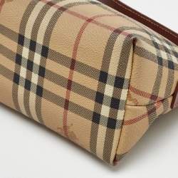 Pre Owned Burberry Beige/Brown Haymarket Check Coated Canvas Shoulder Bag