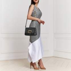Pre Owned Burberry Black Leather Medley Buckle Crossbody Bag