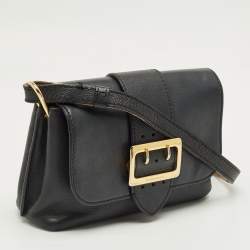 Pre Owned Burberry Black Leather Medley Buckle Crossbody Bag