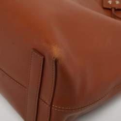 Pre Owned Burberry Brown Leather Studded Society Top Handle Bag