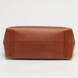 Pre Owned Burberry Brown Leather Studded Society Top Handle Bag