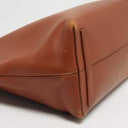 Pre Owned Burberry Brown Leather Studded Society Top Handle Bag