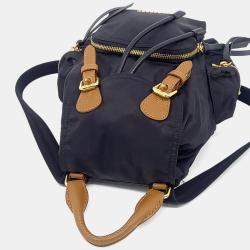 Pre Owned Burberry Black Fabric Rucksack Small