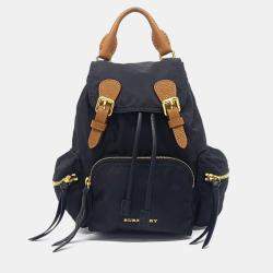 Pre Owned Burberry Black Fabric Rucksack Small