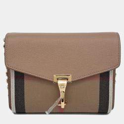 Pre Owned Burberry Beige/Brown Canvas Macken Crossbody Bag