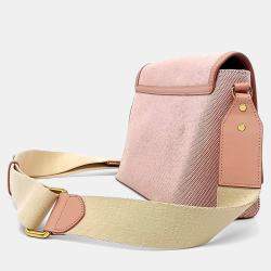 Pre Owned Burberry Pink Fabric Horseferry Knot Crossbody Bag