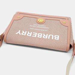 Pre Owned Burberry Pink Fabric Horseferry Knot Crossbody Bag