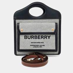 Pre Owned Burberry Black Grey Fabric Pocket Bag Mini