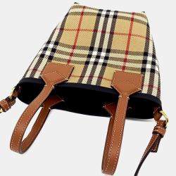 Pre Owned Burberry Brown Canvas Bucket Tote and Crossbody Bag