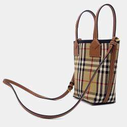 Pre Owned Burberry Brown Canvas Bucket Tote and Crossbody Bag