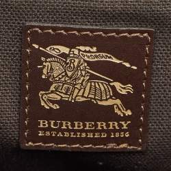 Pre Owned Burberry Brown/Beige Haymarket Check Coated Canvas and Leather Thornley Bag