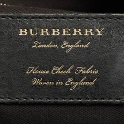 Pre Owned Burberry Brown/Beige House Check Fabric and Leather Small Canterbury Tote
